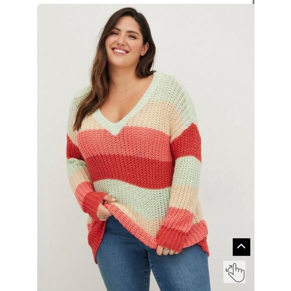 Torrid Multi Stripe Pullover Knit Sweater Size 1 / 1x - Picture 1 of 8